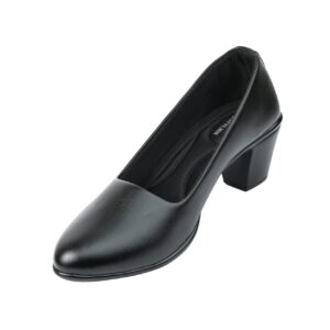 Women’s Black Comfort Wedge Pumps – Soft Cushion Formal Office Wear Shoes