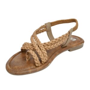 STYLISH Women's Braided Flat Sandals with Elastic Back Strap, Foam Cushioned, Slip On, Casual Summer Footwear, Lightweight
